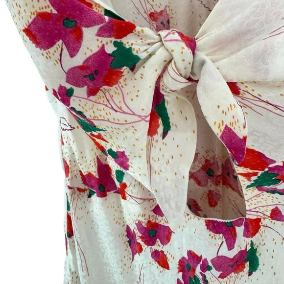 Ba&sh Floral Jacquard Tie Front Cut Out Elita Mini Dress Cream Size 10 NWT - Picture 9 of 13